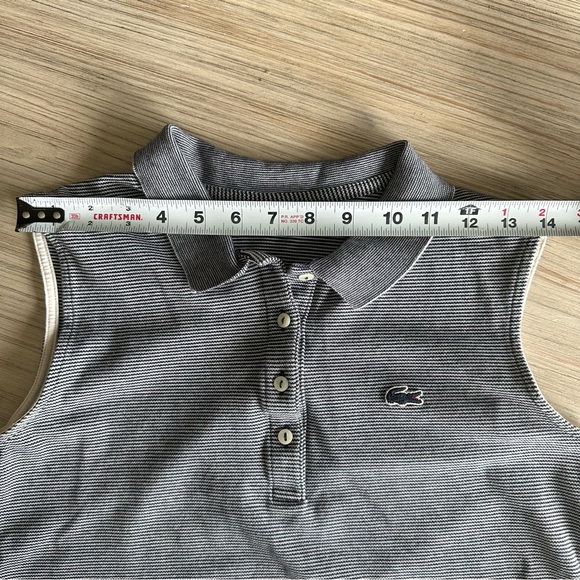 Lacoste // Navy striped Sleeveless Polo shirt Slim fit Size 38 - Picture 3 of 9